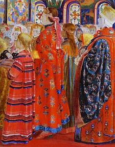 Russian Women Of The Xvii Century In A Church. Detail - Art Print Art Print - Russian Women Of The Xvii Century In A Church. Detail