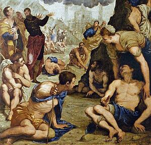 Art Print - Saint Augustine Healing The Lame. Detail