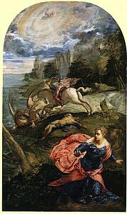 Saint George, The Princess And The Dragon - Art Print Art Print - Saint George, The Princess And The Dragon