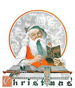Book Art Print - Santa And Expense Book