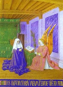 Second Annunciation. Miniature From The Book Of Hours Of Etienne Chevalie - Art Print Art Print - Second Annunciation. Miniature From The Book Of Hours Of Etienne Chevalie