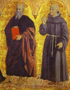 St. John The Evangelist And St. Bernardine Of Siena. Right Side Panel Of The Polyptych Of The Misericordia - Art Print Art Print - St. John The Evangelist And St. Bernardine Of Siena. Right Side Panel Of The Polyptych Of The Misericordia