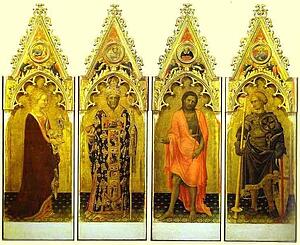 St. Mary Magdalene, St. Nicholas Of Bari, St. John The Baptist, St. George. Side Panels Of The Quaratesi Polyptych - Art Print Art Print - St. Mary Magdalene, St. Nicholas Of Bari, St. John The Baptist, St. George. Side Panels Of The Quaratesi Polyptych