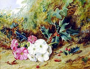 Holly Art Print - Still Life Of Holly And Primroses