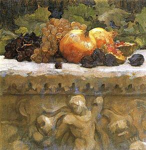 Still-Life Study Of Fruit On A Marble Sarcophagus - Art Print Art Print - Still-Life Study Of Fruit On A Marble Sarcophagus