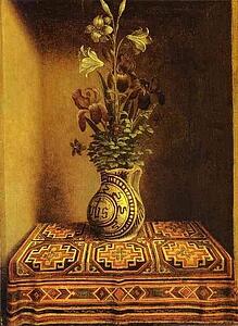 Still Life With A Jug With Flowers. The Reverse Side Of The Portrait Of A Praying Man - Art Print Art Print - Still Life With A Jug With Flowers. The Reverse Side Of The Portrait Of A Praying Man