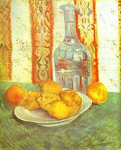 Art Print - Still Life With Bottle And Lemons On A Plate