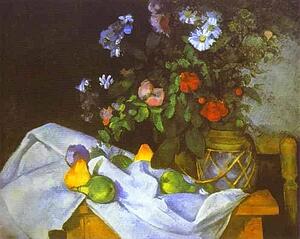 Still Life With Flowers And Fruit - Art Print Art Print - Still Life With Flowers And Fruit