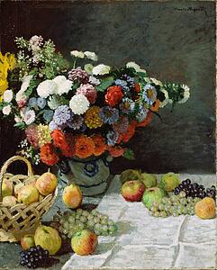 Fruits Art Print - Still Life With Flowers And Fruit