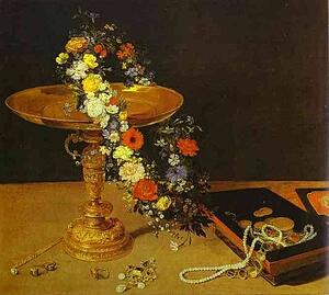 Still-Life With Flowers And Jewelry - Art Print Art Print - Still-Life With Flowers And Jewelry