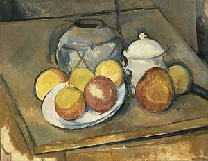 Apple Art Print - Straw-Trimmed Vase, Sugar Bowl And Apples