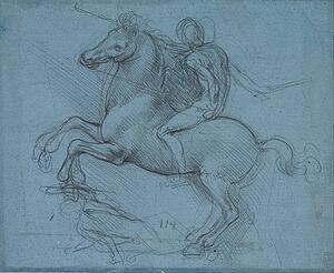 Equestrians Art Print - Study For An Equestrian Monument (Recto)