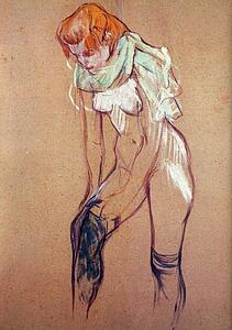 Study For Woman Putting On Her Stocking - Art Print Art Print - Study For Woman Putting On Her Stocking