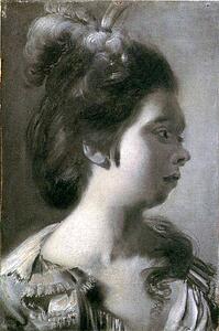 Study Of A Young Girl With Feathers In Her Hair - Art Print Art Print - Study Of A Young Girl With Feathers In Her Hair