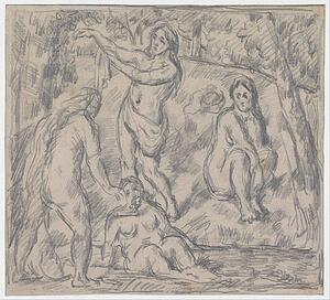 Four Art Print - Study Of Four Women Bathing
