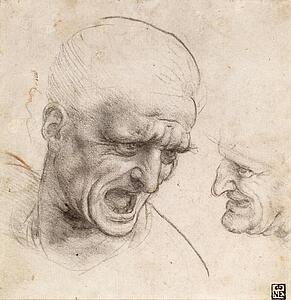 Battle Art Print - Study Of Two Warriors' Heads For The Battle Of Anghiari