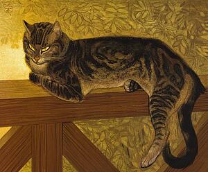 Cat Art Print - Summer: Cat On A Balustrade