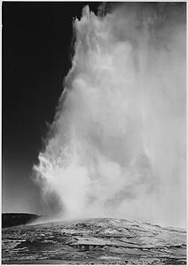 Taken At Dusk Or Dawn From Various Angles During Eruption. "old Faithful Geyser, Yellowstone National Park," Wyoming. (Vertical Orientation).  Photographs Of National Parks And Monuments, Compiled 1941 - 1942, Documenting The Period Ca. 1933 - 1942. - Art Print Art Print - Taken At Dusk Or Dawn From Various Angles During Eruption. "old Faithful Geyser, Yellowstone National Park," Wyoming. (Vertical Orientation).  Photographs Of National Parks And Monuments, Compiled 1941 - 1942, Documenting The Period Ca. 1933 - 1942.