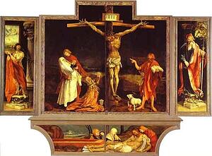 Art Print - The First View Of The Altar: (Bottom) St. Sebastian (Left), The Crucifixion (Central), St. Anthony (Right), Entombment