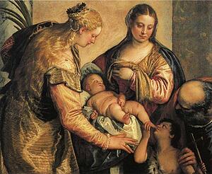 The Holy Family With St.barbara And The Young St. John The Baptist - Art Print Art Print - The Holy Family With St.barbara And The Young St. John The Baptist