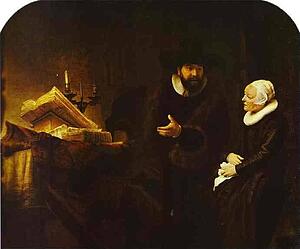 Art Print - The Mennonite Minister Cornelius Claeszoon Anslo In Conversation With His Wife Aaltje