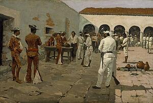 Black Art Print - The Mier Expedition: The Drawing Of The Black Bean (Prisoners Drawing Their Beans)