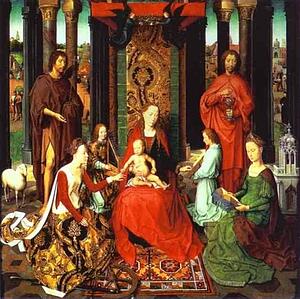 The Mystic Marriage Of St. Catherine. (Central Panel Of The St. John Altar) - Art Print Art Print - The Mystic Marriage Of St. Catherine. (Central Panel Of The St. John Altar)