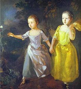The Painter's Daughters, Margaret And Mary, Chasing Butterfly - Art Print Art Print - The Painter's Daughters, Margaret And Mary, Chasing Butterfly