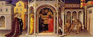 The Presentation At The Temple. From The Predella Of The Alterpiece In The Strozzi Chapel At The Church Of Santa Trinita In Florence - Art Print Art Print - The Presentation At The Temple. From The Predella Of The Alterpiece In The Strozzi Chapel At The Church Of Santa Trinita In Florence