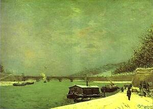 Art Print - The Seine At The Pont D'iena, Snowy Weather