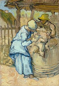 Sheep Art Print - The Sheep-Shearer (After Millet)