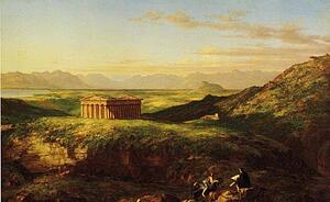 Art Print - The Temple Of Segesta With The Artist Sketching. Detail