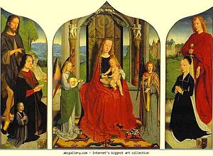 The Virgin And Child Between Angel Musicians, With The Donor, His Wife And Family, Known As The Triptych Of The Sedano Family - Art Print Art Print - The Virgin And Child Between Angel Musicians, With The Donor, His Wife And Family, Known As The Triptych Of The Sedano Family