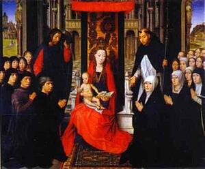 The Virgin And Child Between St. James And St. Dominic, Presenting The Donors And Their Families, Known As The Virgin Of Jacques Floreins - Art Print Art Print - The Virgin And Child Between St. James And St. Dominic, Presenting The Donors And Their Families, Known As The Virgin Of Jacques Floreins