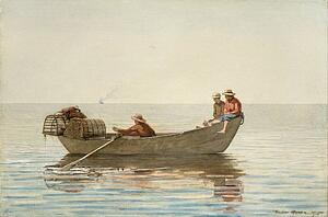 Pots Art Print - Three Boys In A Dory With Lobster Pots