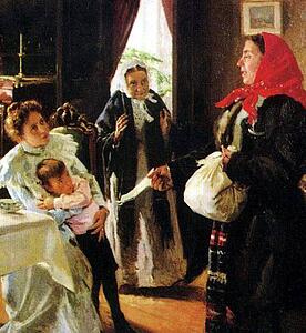 Art Print - Two Mothers: Foster Mother And Birth Mother. Detail