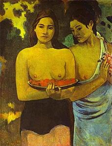 Art Print - Two Tahitian Women With Mango Blossoms