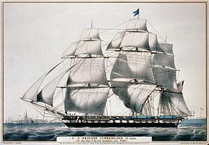 Ships Art Print - U. S. Frigate Cumberland, 54 Guns. The Flag Ship Of The Gulf Squadron, Commander Perry.