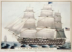 Ships Art Print - U. S. Ship Of The Line Pennsylvania, 140 Guns.