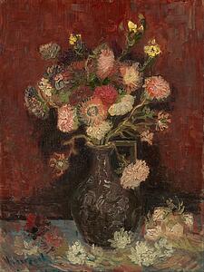 Vase Art Print - Vase With Chinese Asters And Gladioli