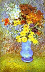 Art Print - Vase With Daisies And Anemones