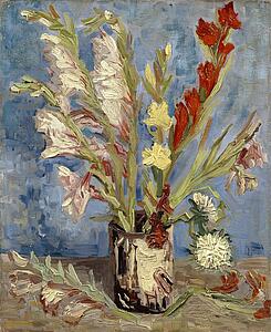 China Art Print - Vase With Gladioli And China Asters