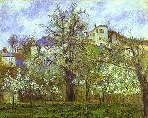 Art Print - Vegetable Garden And Trees In Blossom, Spring, Pontoise