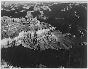 Dark Art Print - View, Dark Shadows In Foreground And Right, Framing Cliffs At Left And Center, "grand Canyon National Park, " Arizona. Photographs Of National Parks And Monuments, Compiled 1941 - 1942, Documenting The Period Ca. 1933 - 1942.