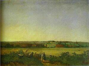 Art Print - View In The Vicinity Of Moscow With A Mansion And Two Female Figures