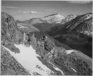 View Of Mountains Art Print - View Of Barren Mountains With Snow, "long's Peak, Rocky Mountain National Park, " Colorado. Photographs Of National Parks And Monuments, Compiled 1941 - 1942, Documenting The Period Ca. 1933 - 1942.
