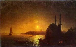 View Of Constantinople By Moonlight - Art Print Art Print - View Of Constantinople By Moonlight