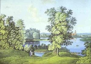 Art Print - View Of The Large Pond In The Tsarskoselsky Gardens
