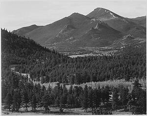 Trees In Foreground Art Print - View With Trees In Foreground, Barren Mountains In Background, "in Rocky Mountain National Park, " Colorado. Photographs Of National Parks And Monuments, Compiled 1941 - 1942, Documenting The Period Ca. 1933 - 1942.