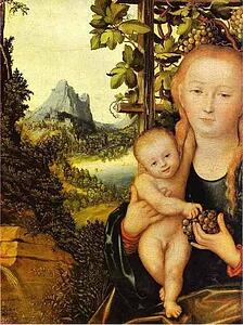 Art Print - Virgin And Child In A Grape Arbor